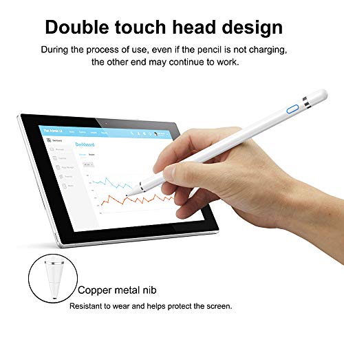 CiSiRUN ID811 Stylus Pen for Apple iPad, Active Stylus Rechargeable Fine Tip Stylus Compatible with All Apple iPad/iPhone/iPad Pro/iPhone X, Android Windows Capacitive Touchscreen Phone & Tablet (White)