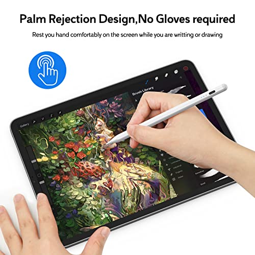 CiSiRUN ID 715A Stylus Pen for Tablet with Palm Rejection — Compatible with 2018 and Later Model 🍎 Tablet 6th/7th/8th Gen,Tablet Pro 3/4/Tablet Mini 5th Gen,Tablet Air 3rd/4th Gen-White
